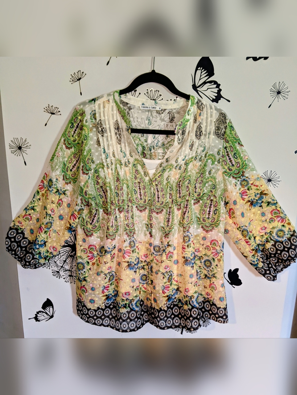 Paisley Floral Blouse - Green Multi